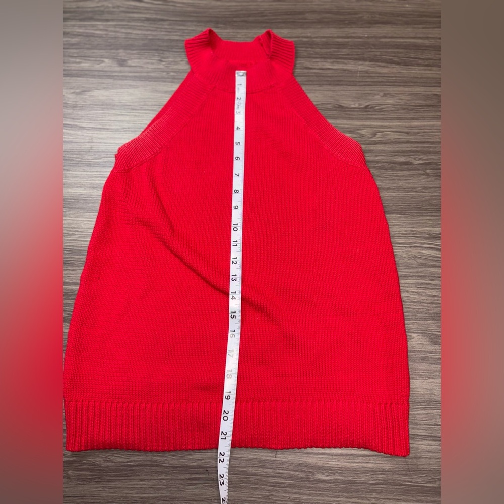 LOFT Mock Neck Ribbed Sweater Tank Red Size Medium - Picture 4 of 6